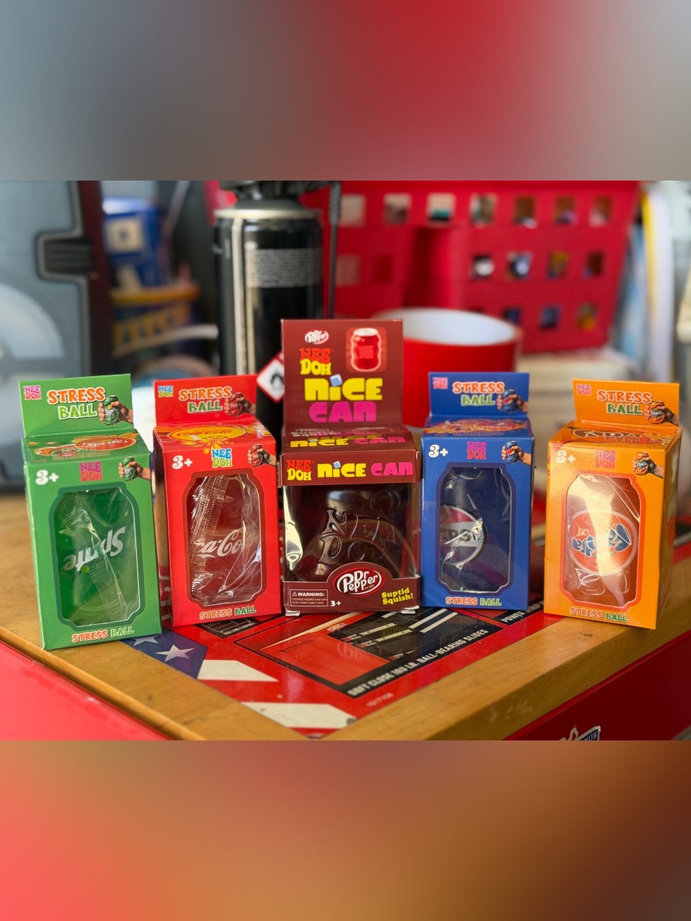 5 NeeDoh Inspired Soda Can Squish-Dr Pepper, Coca Cola, Fanta, Sprite and Pepsi